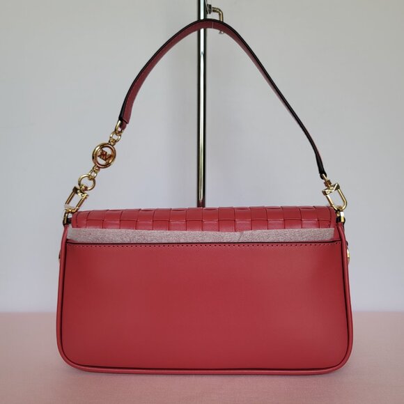MICHAEL KORS Bradshaw Woven Smooth Leather Convertible Bag-Lt Berry Sorbet ⭐ - Picture 7 of 16